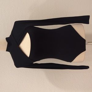 Lulu's Peekaboo Cut-out black bodysuit (S)